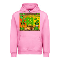 Fuchsia Pink st patricks gnomes and coins with shamrock Urban Hoodie - Artiststas