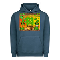 Pigment Midnight Navy st patricks gnomes and coins with shamrock Urban Hoodie - Artiststas