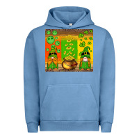 Pigment Pebble Blue st patricks gnomes and coins with shamrock Urban Hoodie - Artiststas