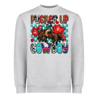 Heather Grey pucker up cowboy olivia Heavyweight Sweatshirt - OliviaCreatesArt