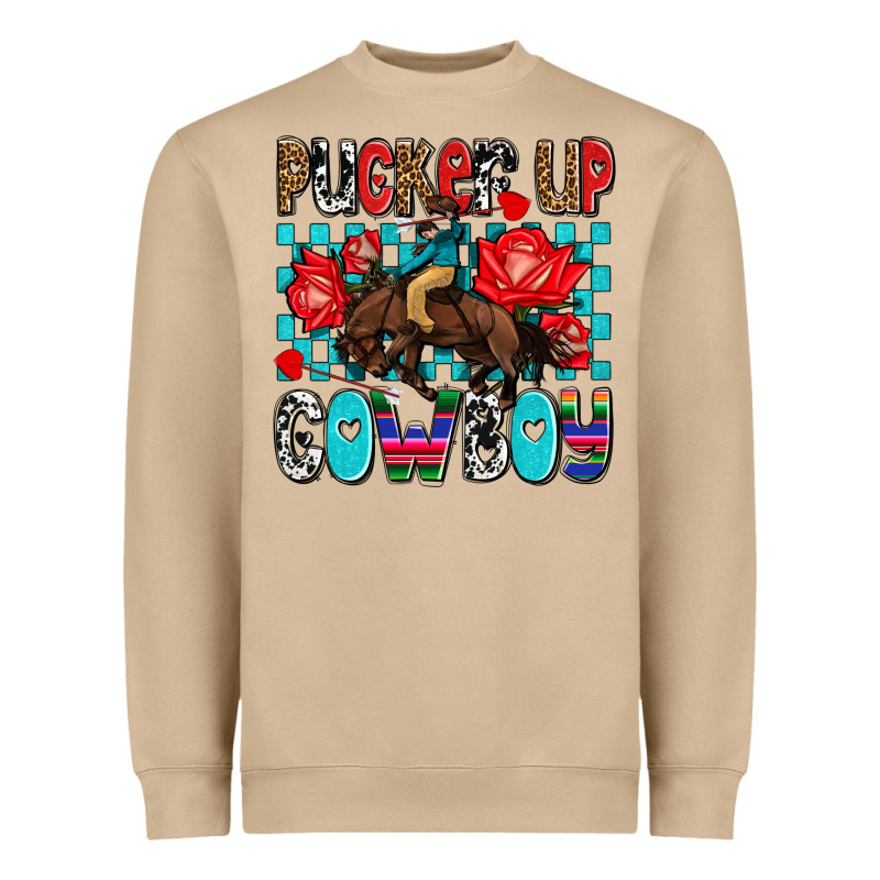 Pucker Up Cowboy Olivia Heavyweight Sweatshirt by OliviaCreatesArt | Teevron