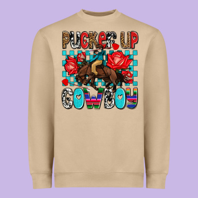 Pucker Up Cowboy Olivia Heavyweight Sweatshirt Designed By Oliviacreatesart