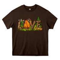Chocolate Brown camping love Heavy Core Tee - NancyCooperArtShop