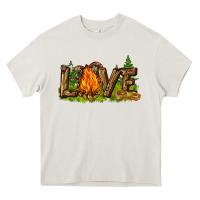 Cream camping love Heavy Core Tee - NancyCooperArtShop