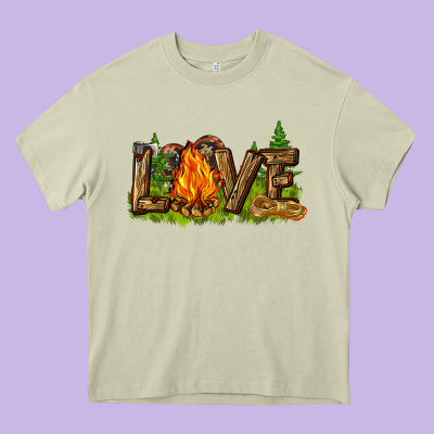 Camping Love Heavy Core Tee Designed By Nancycooperartshop