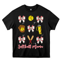 Black softball coquette bow Heavy Core Tee - JahusDesignShop