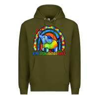 Army Green Autism Awareness Autism elephant Premium Hoodie - FaDigitalArtStudio