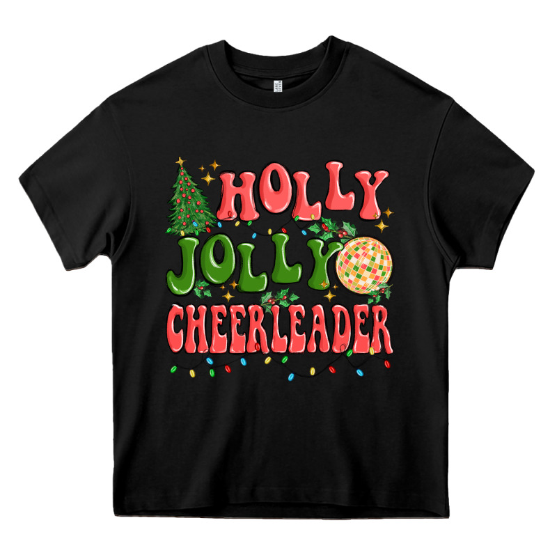 Holly Jolly Cheerleader Heavy Core Tee by MaliasSmallBusiness | Teevron