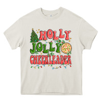 Cream holly jolly cheerleader Heavy Core Tee - MaliasSmallBusiness