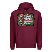 Burgundy all i want for christmas is a cow Premium Hoodie - RanaPortraitStore