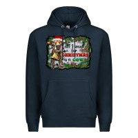 Navy all i want for christmas is a cow Premium Hoodie - RanaPortraitStore