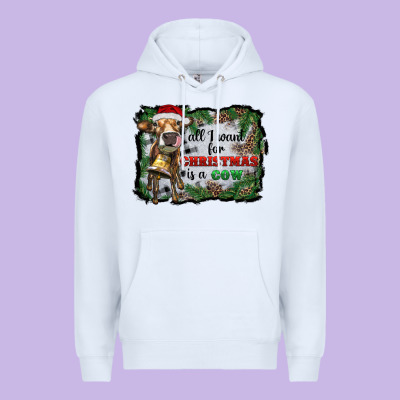 All I Want For Christmas Is A Cow Premium Hoodie Designed By Ranaportraitstore