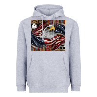 Heather Grey American eagle Heavyweight Hoodie - CowhideDigitalArt