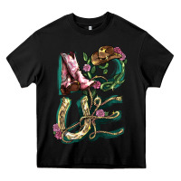 Black love boots horseshoe cowboy Heavy Core Tee - NancyCooperArtShop