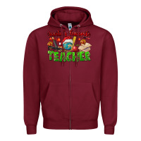 Burgundy Santa's Favorite Teacher Zipper Hoodie - FaDigitalArtStudio