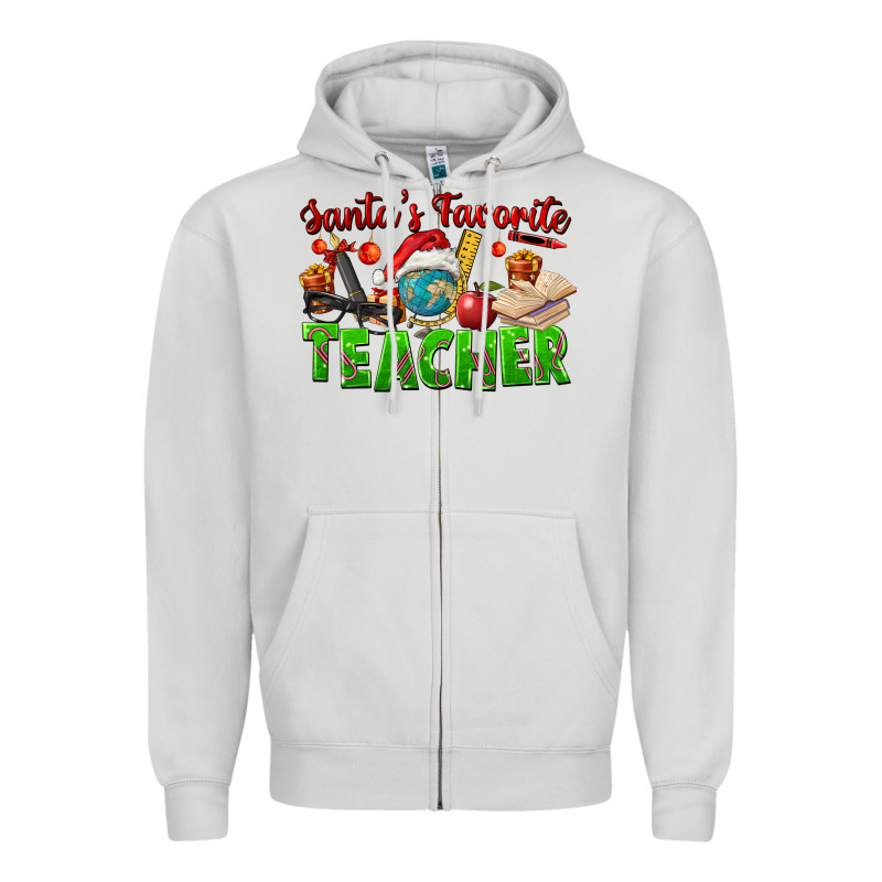 Santa's Favorite Teacher Zipper Hoodie by FaDigitalArtStudio | Teevron