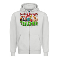 Dove Grey Santa's Favorite Teacher Zipper Hoodie - FaDigitalArtStudio