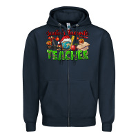 Navy Santa's Favorite Teacher Zipper Hoodie - FaDigitalArtStudio
