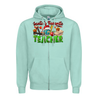 Seafoam Santa's Favorite Teacher Zipper Hoodie - FaDigitalArtStudio