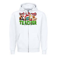White Santa's Favorite Teacher Zipper Hoodie - FaDigitalArtStudio