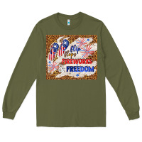 Army Green flip flops fireworks & freedom 4th of july Long Sleeve Tee - TumblerDesignByShophia