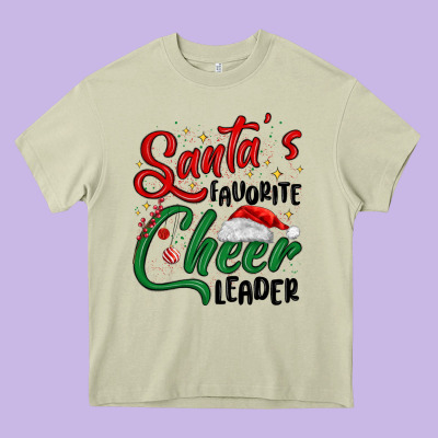 Santa S Favorite Cheer Leader Heavy Core Tee Designed By Maliassmallbusiness