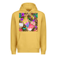 Antique Gold school girl coffee cup with leopard seamless pattern bbs Premium Hoodie - BundleAndBundleShop