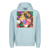 Blue Mist school girl coffee cup with leopard seamless pattern bbs Premium Hoodie - BundleAndBundleShop