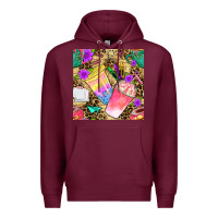 Burgundy school girl coffee cup with leopard seamless pattern bbs Premium Hoodie - BundleAndBundleShop