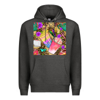 Charcoal Heather school girl coffee cup with leopard seamless pattern bbs Premium Hoodie - BundleAndBundleShop