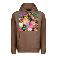 Chestnut school girl coffee cup with leopard seamless pattern bbs Premium Hoodie - BundleAndBundleShop