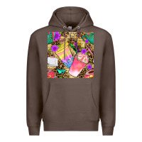 Coffee school girl coffee cup with leopard seamless pattern bbs Premium Hoodie - BundleAndBundleShop