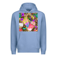 Colony Blue school girl coffee cup with leopard seamless pattern bbs Premium Hoodie - BundleAndBundleShop
