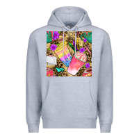 Heather Grey school girl coffee cup with leopard seamless pattern bbs Premium Hoodie - BundleAndBundleShop
