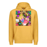 Mustard school girl coffee cup with leopard seamless pattern bbs Premium Hoodie - BundleAndBundleShop