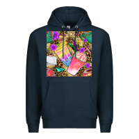 Navy school girl coffee cup with leopard seamless pattern bbs Premium Hoodie - BundleAndBundleShop