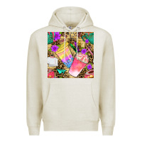 Oatmeal Heather school girl coffee cup with leopard seamless pattern bbs Premium Hoodie - BundleAndBundleShop