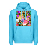 Ocean Blue school girl coffee cup with leopard seamless pattern bbs Premium Hoodie - BundleAndBundleShop
