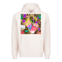 Pale Pink school girl coffee cup with leopard seamless pattern bbs Premium Hoodie - BundleAndBundleShop