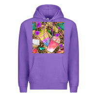 Purple school girl coffee cup with leopard seamless pattern bbs Premium Hoodie - BundleAndBundleShop