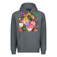 Rock school girl coffee cup with leopard seamless pattern bbs Premium Hoodie - BundleAndBundleShop