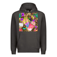 Smoke school girl coffee cup with leopard seamless pattern bbs Premium Hoodie - BundleAndBundleShop