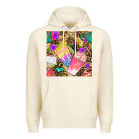 Tofu school girl coffee cup with leopard seamless pattern bbs Premium Hoodie - BundleAndBundleShop