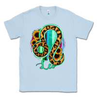 Dusty Blue Leo Zodiac Sign Sunflower Leopard Serape Classic Tee - RanaPortraitStore