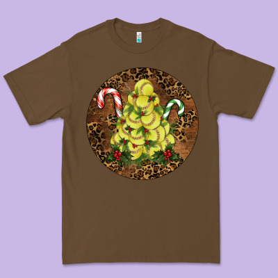 Softball Leopard  Christmas Premium Tee Designed By Ranaportraitstore