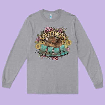 Southern Nana Western Flowers Long Sleeve Tee Designed By Howdyjamesfarm