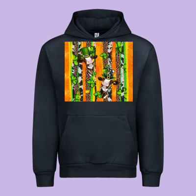 St Patricks Cow And Shamrock With Cowhide Urban Hoodie Designed By Artiststas