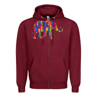 Burgundy Elephant1687 Zipper Hoodie - tuanDangUi