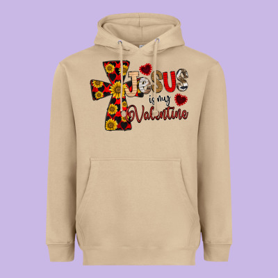 Jesus Is My Valentine Cross Heavyweight Hoodie Designed By Cowhidedigitalart