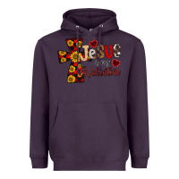 Plum Jesus is My Valentine Cross Heavyweight Hoodie - CowhideDigitalArt